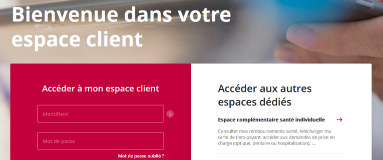Lien d'accès à l'espace Frais de santé depuis l'Espace Client
